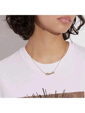 Coach Signature Script Necklace